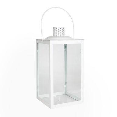Farol de metal blanco Bish 17x17x30cm