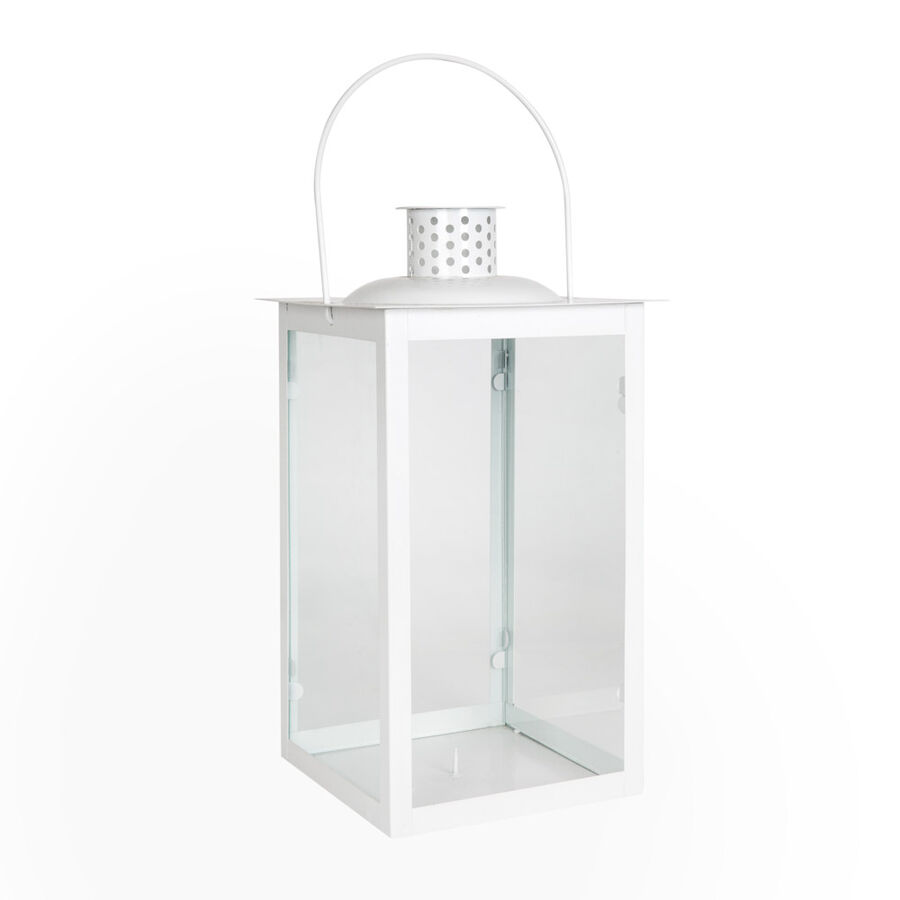 Farol de metal blanco Bish 17x17x30cm
