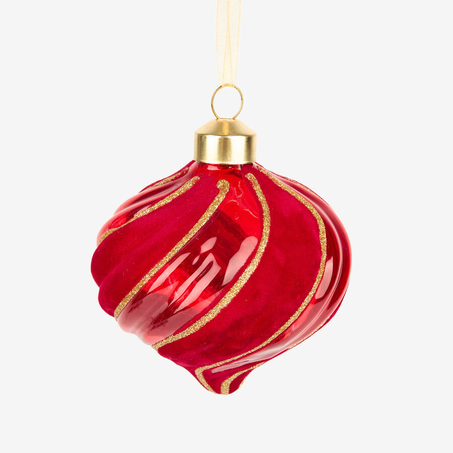 Bola decorativa de cristal y velvet rojo en varios modelos