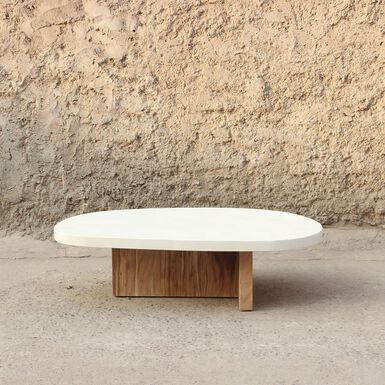 Mesa de centro de microcemento y madera de acacia Balin 105x60x30cm Clau&Chloe