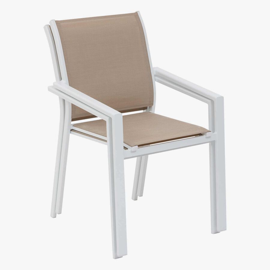 Silla de jard&iacute;n apilable de aluminio blanca Essor 56x63x88cm
