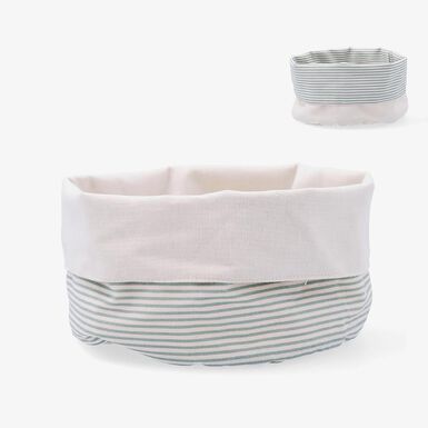Cesta pan de rayas beige y verde de algod&oacute;n y poli&eacute;ster Silvae 20cm