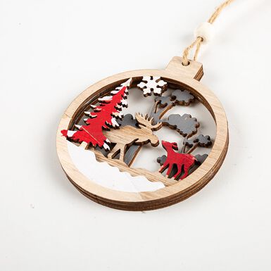 Bola de Navidad para colgar madera 8,5cm