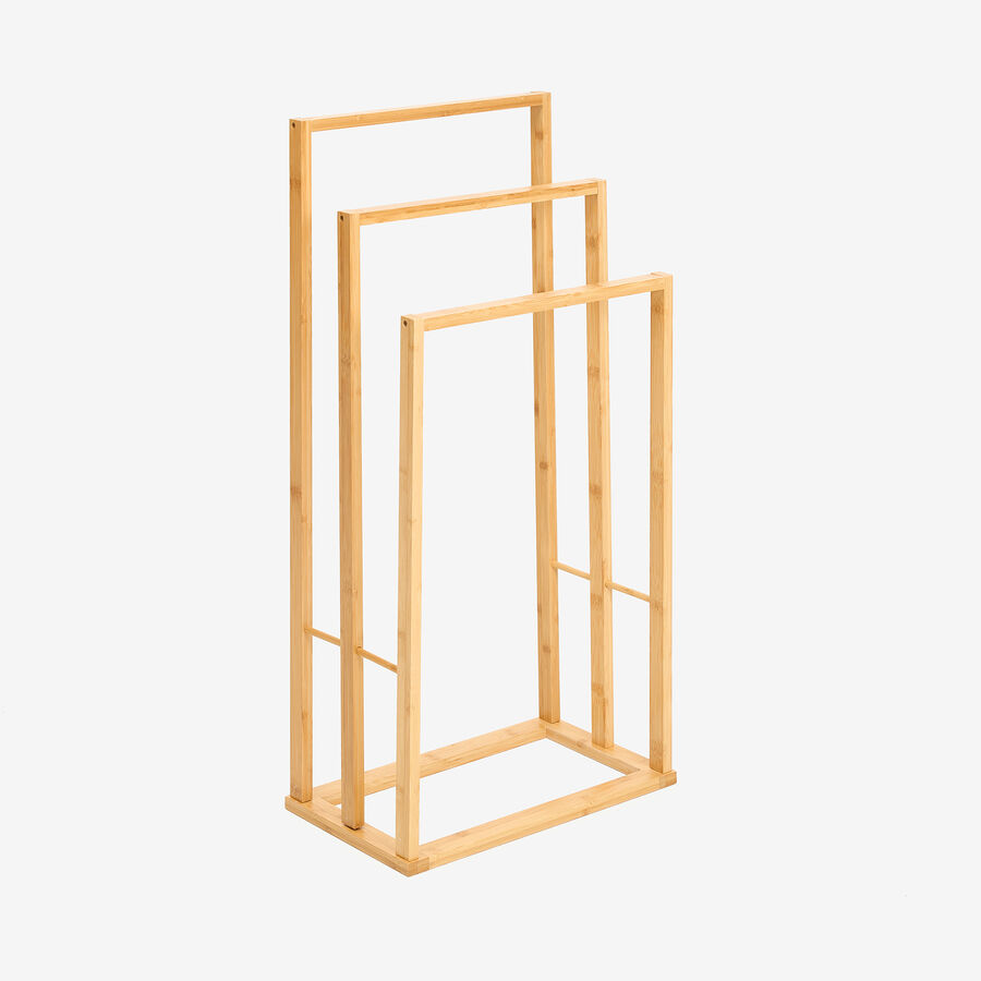 Toallero de pie de bambú con 3 barras 40x24x82cm