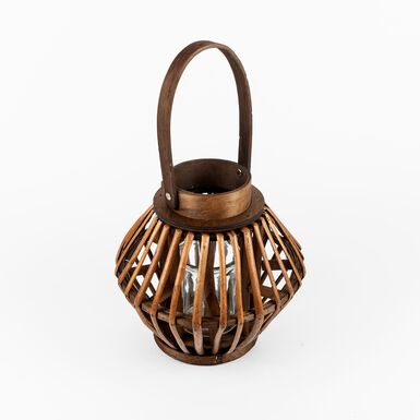 Farol de bamb&uacute; marr&oacute;n Brun &Oslash;24x22cm