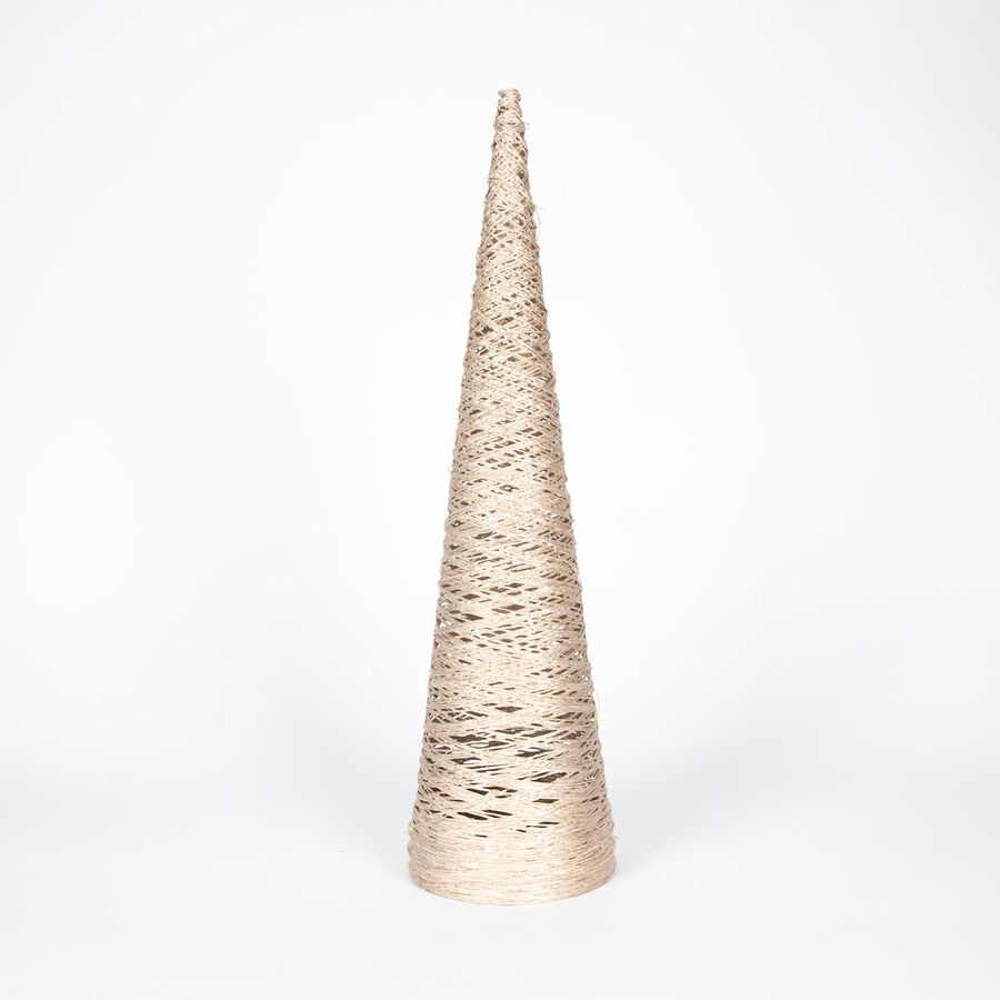 &Aacute;rbol decorativo de rafia dorado con luz LED Luys &Oslash;16x60cm