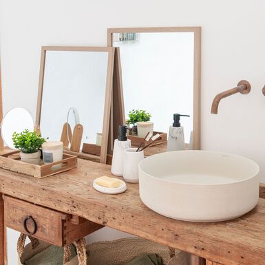 Set de 2 espejos de pared rectangulares de madera Belto 40x50cm