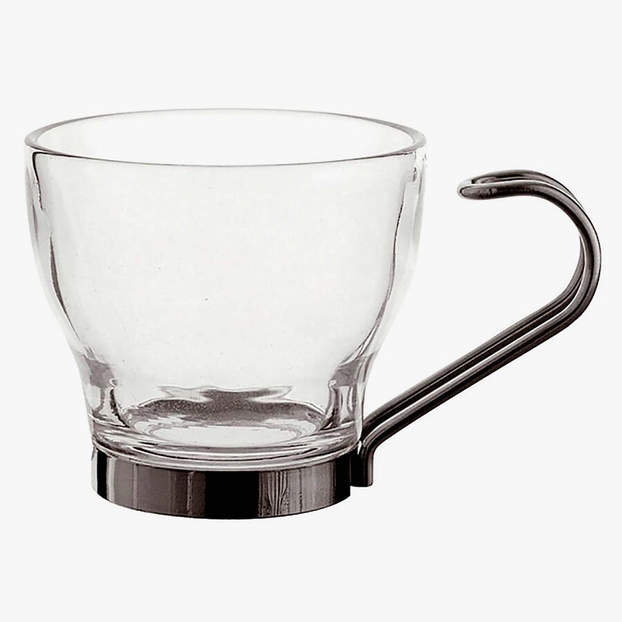 Set 3 Tazas de caf&eacute; de cristal con asa de acero inoxidable Square 11cl