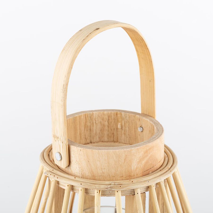 Farol redondo de bamb&uacute; &Oslash;15x16cm