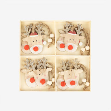 Conjunto de 8 adornos colgantes Renos 7,5cm