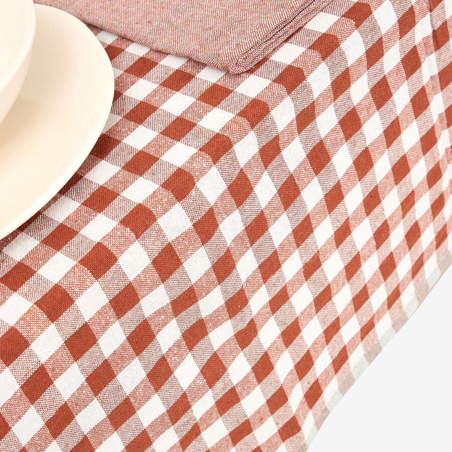 Mantel de algod&oacute;n cuadros cobre Amalfi 150x200cm