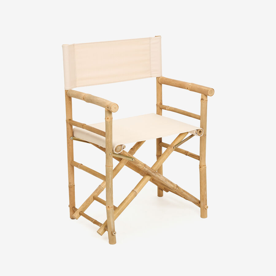 Silla de jardín de director de bambú blanca Chios 58x44x88cm