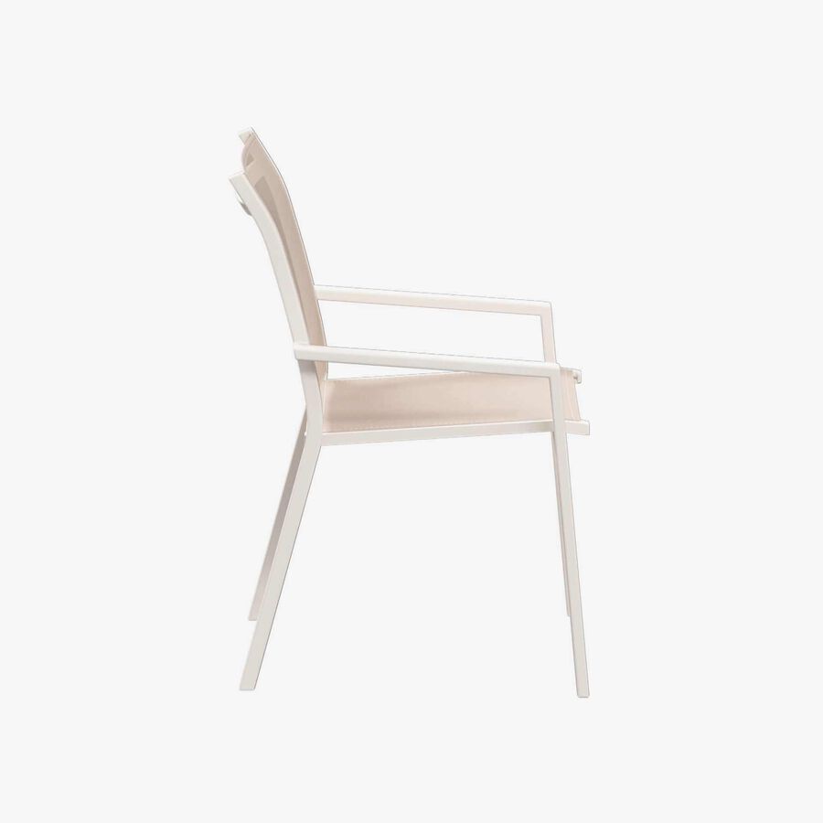 Silla de jard&iacute;n apilable de aluminio crema Essor 56x63x88cm