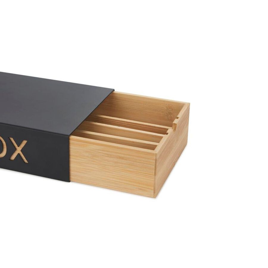 Caja para c&aacute;psulas caf&eacute; de metal y bamb&uacute; 37x14cm