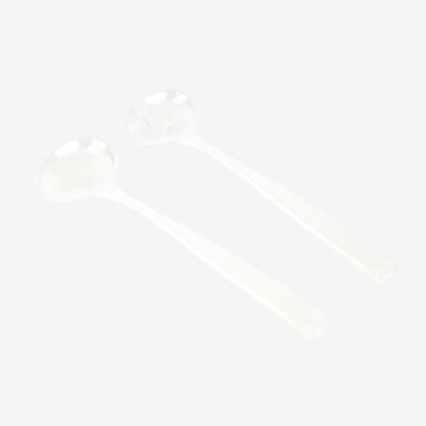 Set de 2 cubiertos ensalada transparentes y blanco perla 28cm - Guzzini Kaia