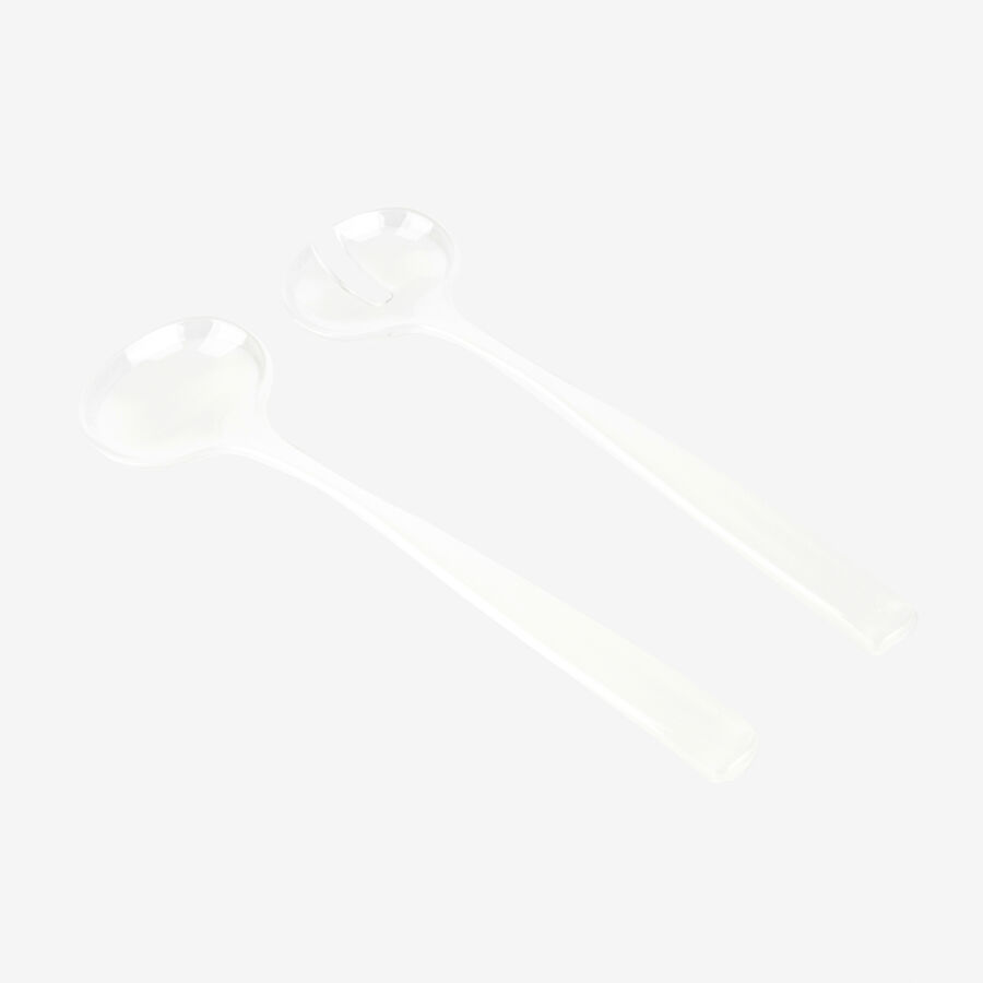 Set de 2 cubiertos ensalada transparentes y blanco perla 28cm - Guzzini Kaia
