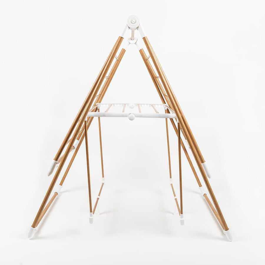 Tendedero plegable de acero inoxidable efecto madera 139x51x92cm