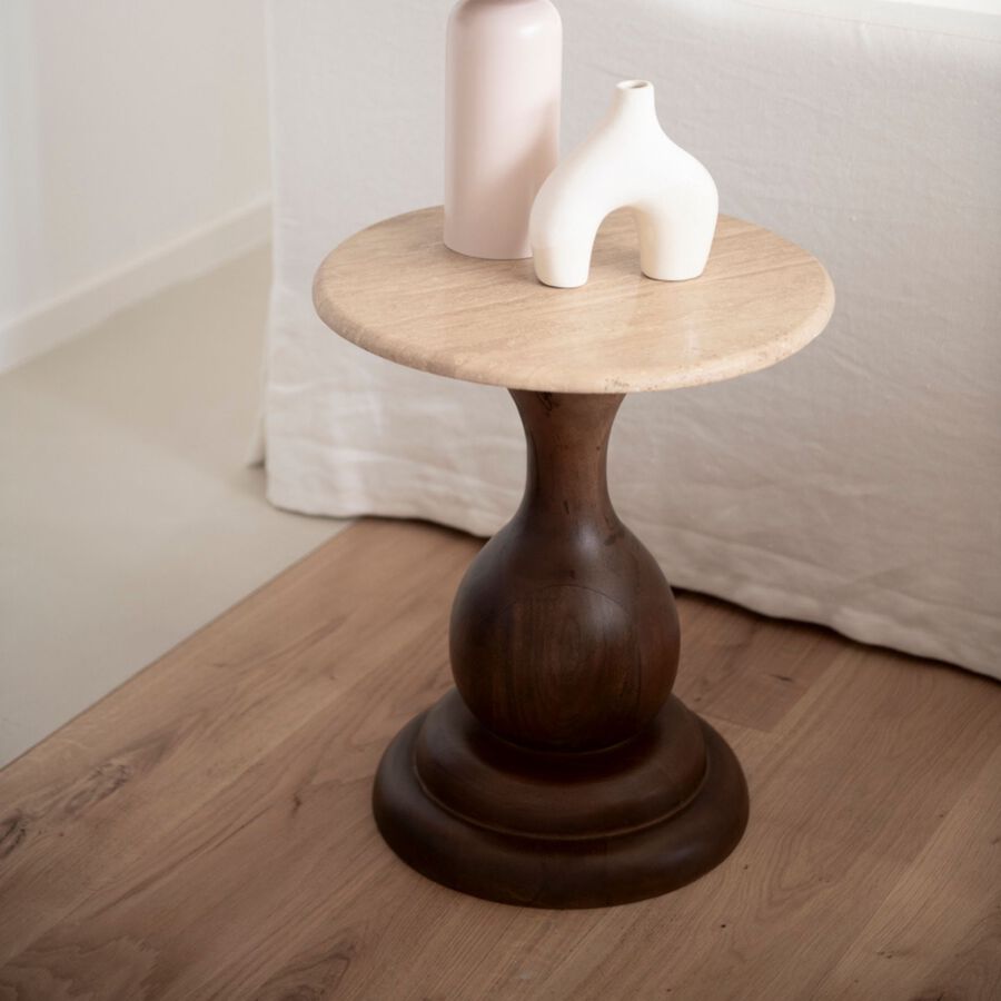 Mesa auxiliar de m&aacute;rmol Essen &Oslash;40x45cm Clau&Chloe