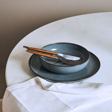 Vajilla de 12 piezas de porcelana azul Olite