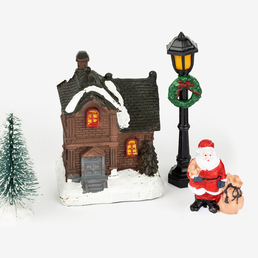 Figura decorativa LED de 10 piezas Pueblo nevado