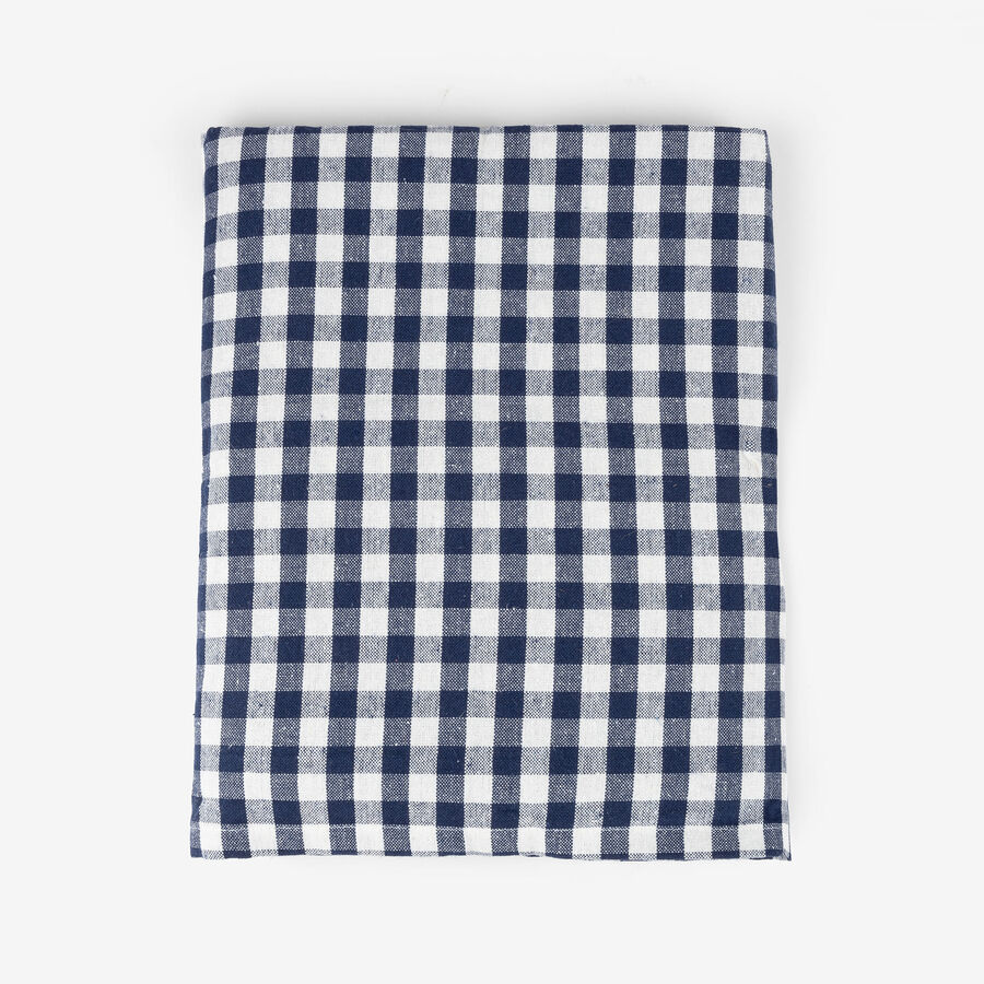 Mantel azul de algod&oacute;n Vichy 150x150cm