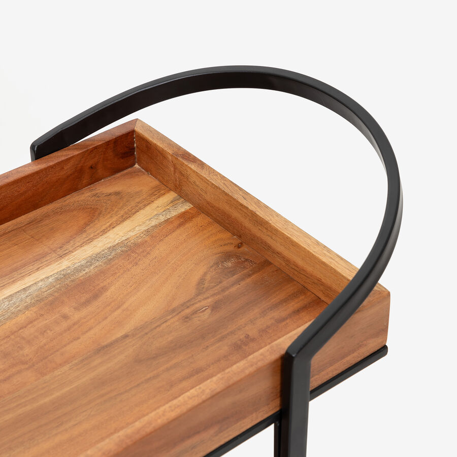 Camarera de madera de acacia y metal negro Jal 68x33x71cm