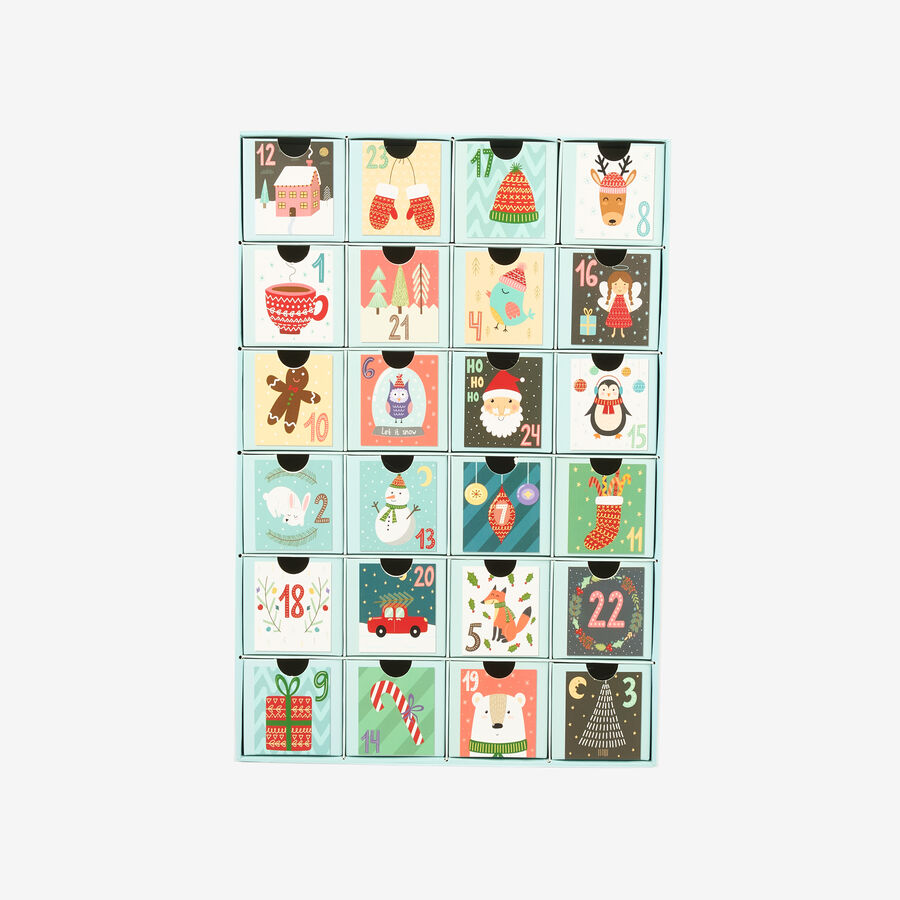 Calendario de adviento de cartón Dibujos Navideños 38cm