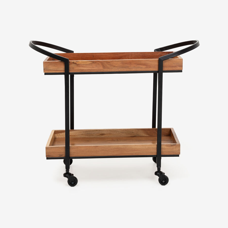 Camarera de madera de acacia y metal negro Jal 68x33x71cm