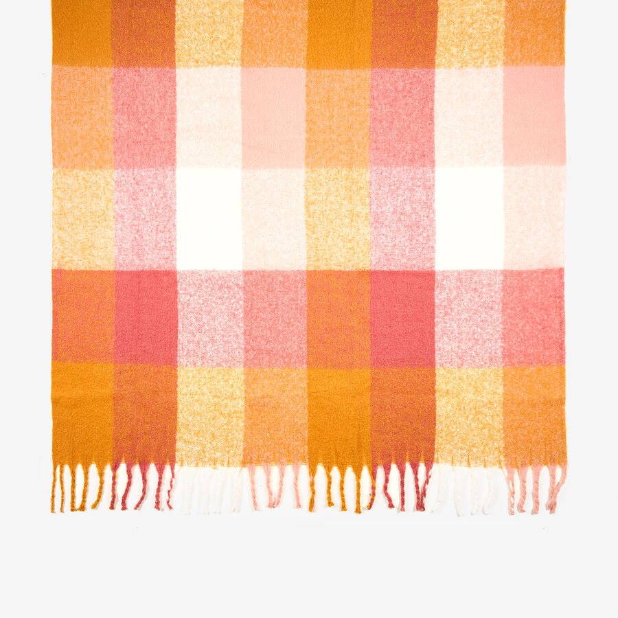 Manta efecto mohair de cuadros ocre 130x150cm