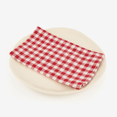 Set de 2 servilletas de algodón rojo Vichy 43x43cm