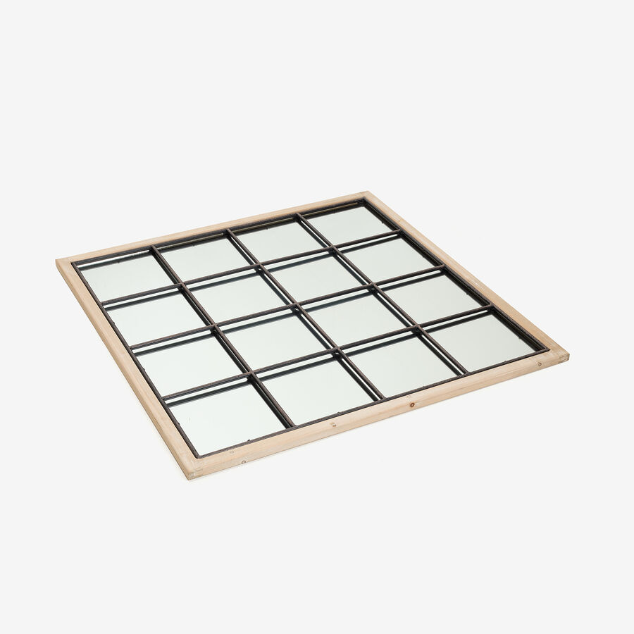 Espejo de pared ventana de metal y madera MDF acabado envejecido No&eacute; 90x90x2cm