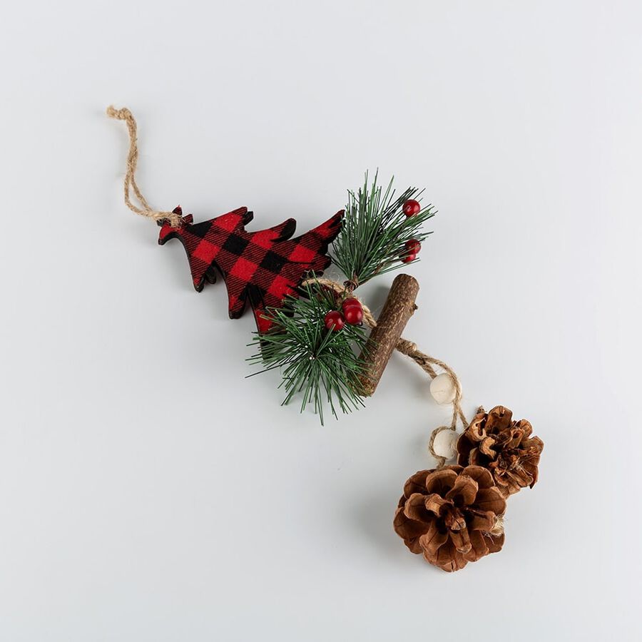 Adorno colgante de madera &Aacute;rbol con pi&ntilde;as 35cm