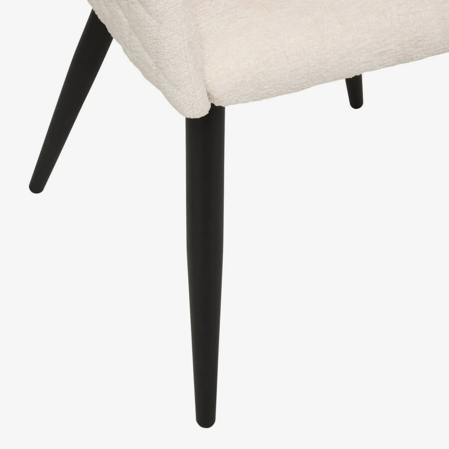 Sill&oacute;n de comedor marfil de chenilla con patas negras Zarel 