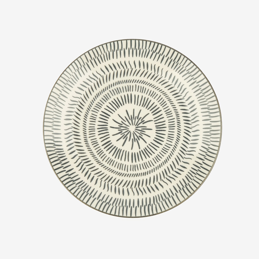 Vajilla de porcelana de 18 piezas estampado gris Saik