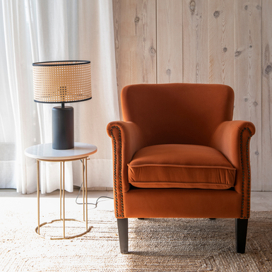 Butaca de terciopelo teja Aurora 79x75x79cm Clau&Chloe