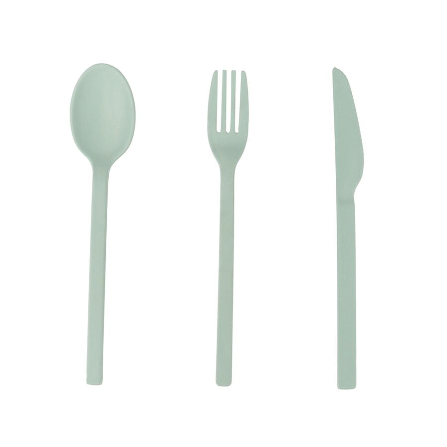 Set de 3 cubiertos de fibra de bamb&uacute; verde