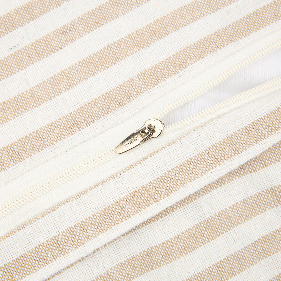 Funda de coj&iacute;n de algod&oacute;n volante rayas beige Timoti 45x45cm