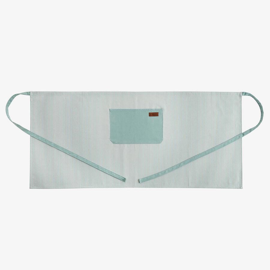 Delantal corto verde y beige de algod&oacute;n y poli&eacute;ster Silvae 50x110cm