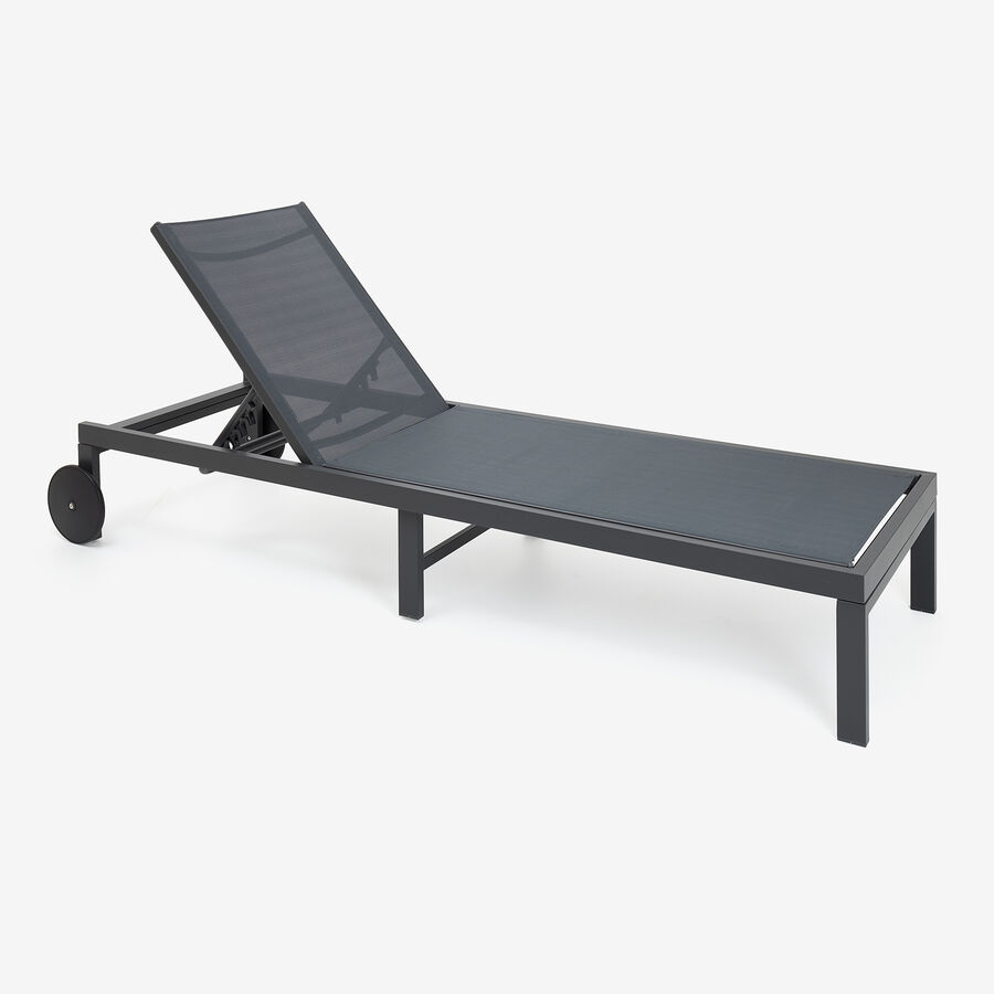 Tumbona reclinable de aluminio con ruedas gris 64x200x89cm