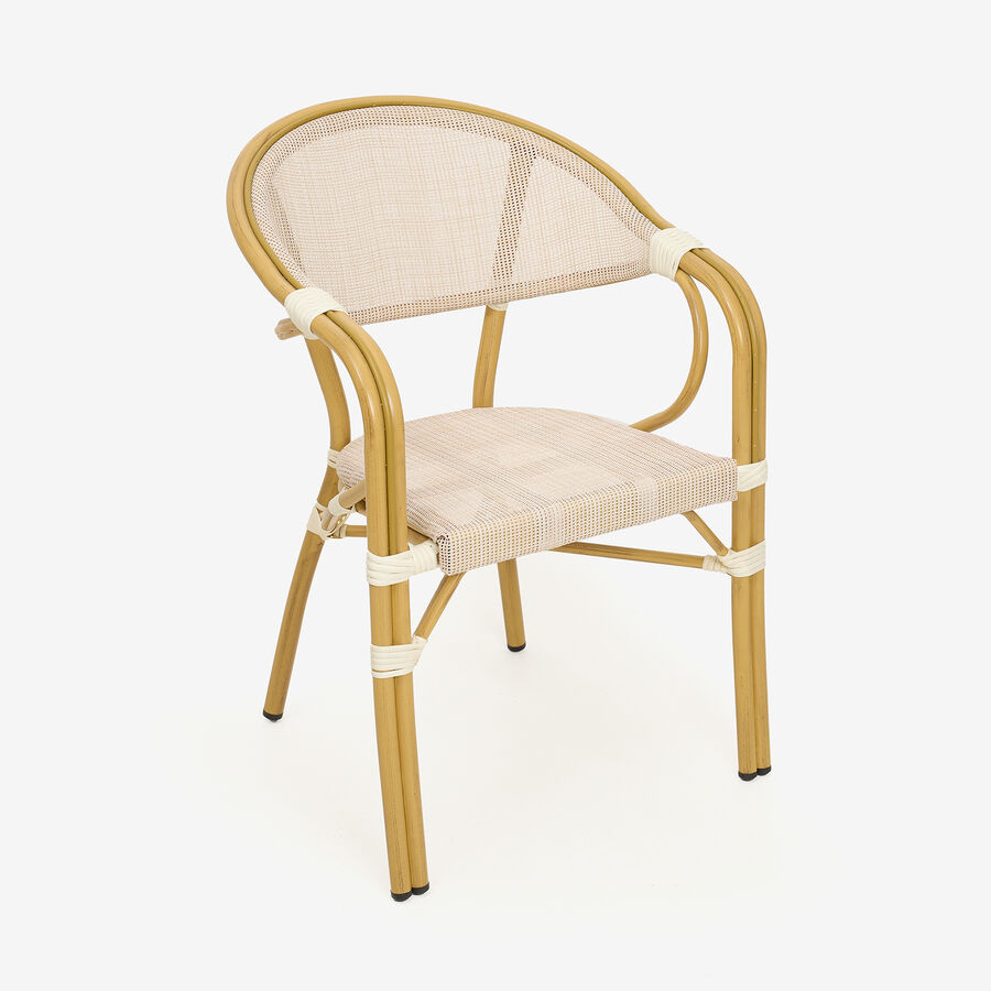 Silla de jardín bistro de textilene beige French 56x60x82cm