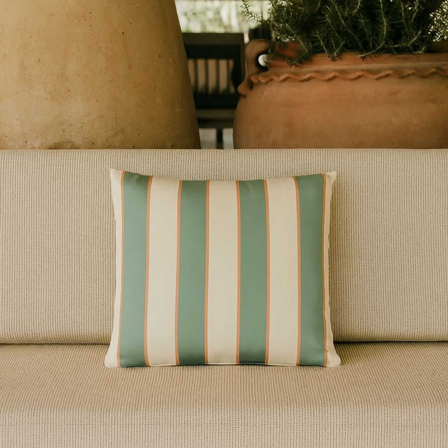 Cojín de exterior verde Rayas 43x43cm