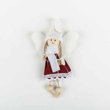 Adorno colgante &Aacute;ngel de tart&aacute;n rojo 15cm