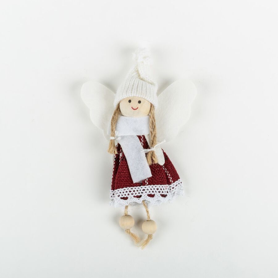 Adorno colgante &Aacute;ngel de tart&aacute;n rojo 15cm