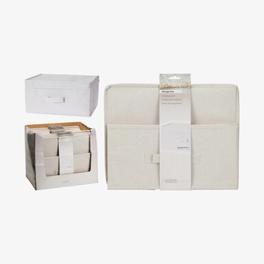 Caja de almacenaje con tapa de textil blanco Nube 39x29x19cm
