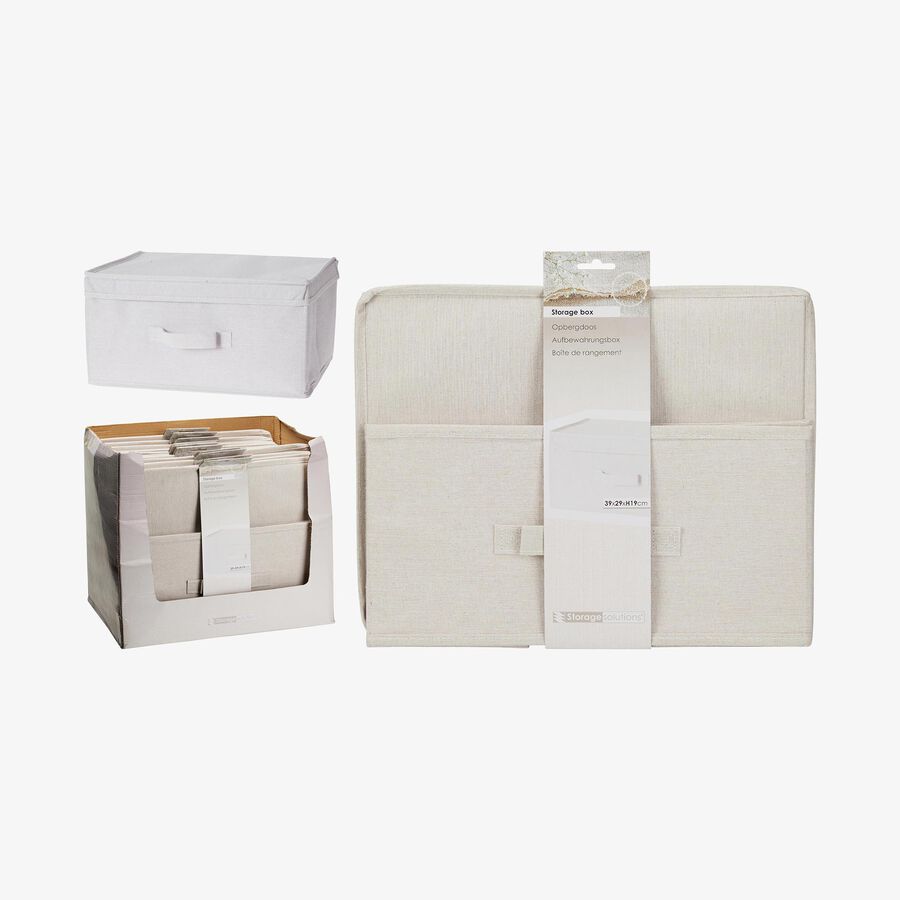 Caja de almacenaje con tapa de textil blanco Nube 39x29x19cm