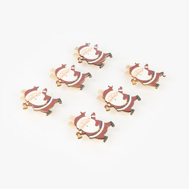 Set de 6 pinzas de madera Santa Claus 5cm