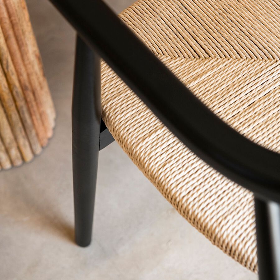 Silla de comedor de madera de haya negra Lilia 56x56x73cm