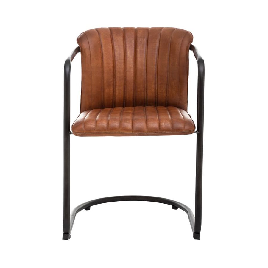 Silla de comedor de piel marrón Dario 53x61cm Clau&Chloe