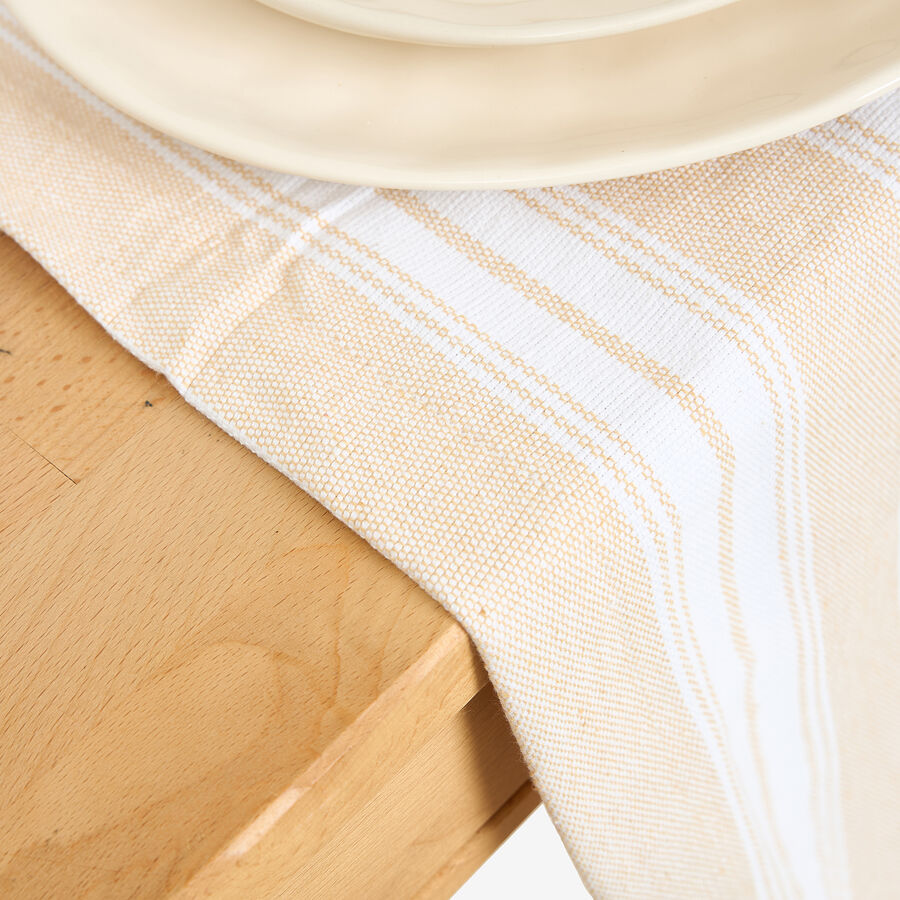 Camino de mesa de algod&oacute;n beige Be&ntilde;at 40x140cm