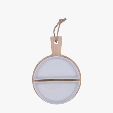 Tabla con 2 boles de ceramica semicirculares Tapas